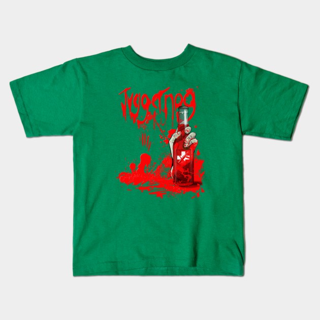 Zombie Hand Bloodied Juggernog on Leaf Green Kids T-Shirt by LANStudios